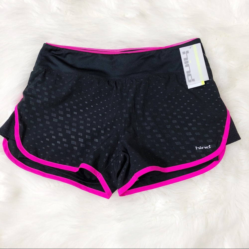 Hind Dry-Lite Shorts Black Hot Pink Trim NWT Sz M